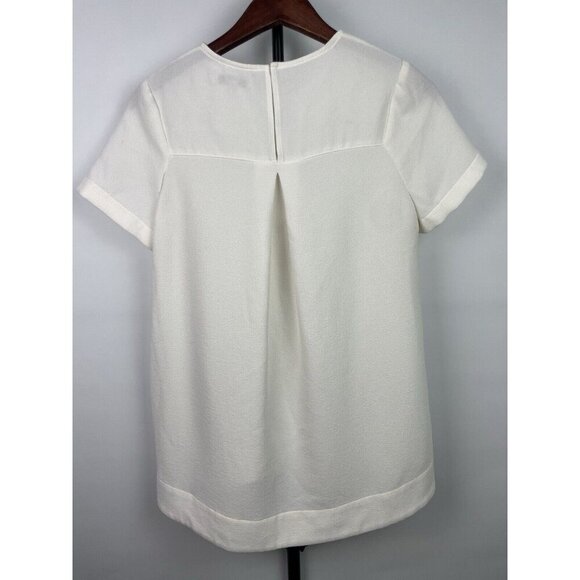 Madewell Textured White Oversized Short Sleeve‎ Back Keyhole Neck Blouse Size S - Picture 3 of 6